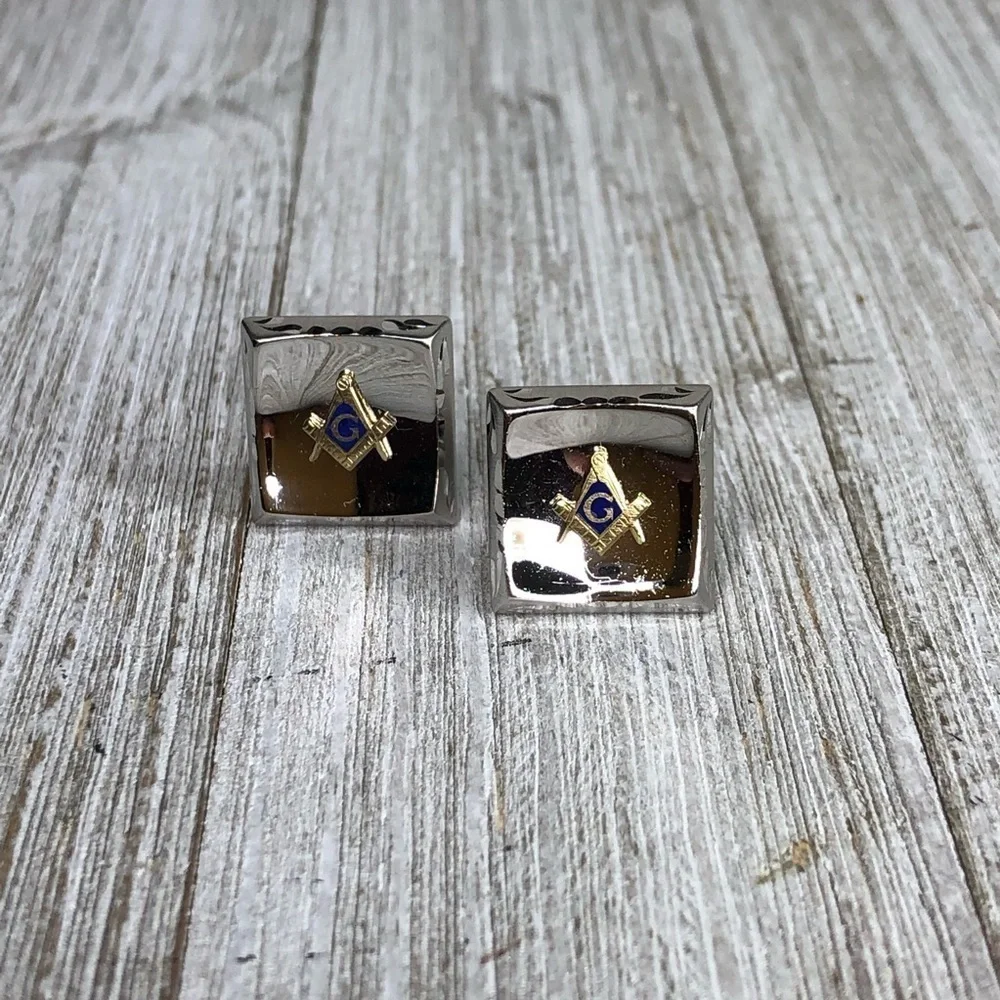 Vintage Anson Sterling Silver Freemason Cuff Links